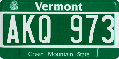 VT license plate AKQ973