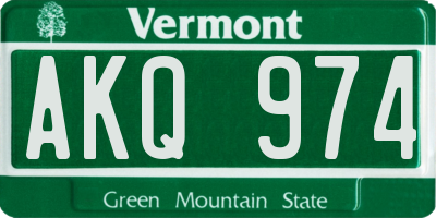 VT license plate AKQ974