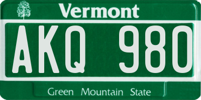 VT license plate AKQ980