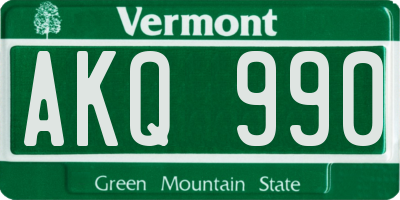 VT license plate AKQ990