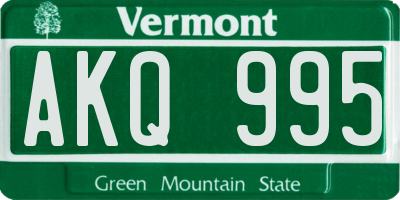 VT license plate AKQ995