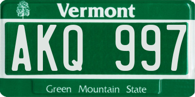 VT license plate AKQ997