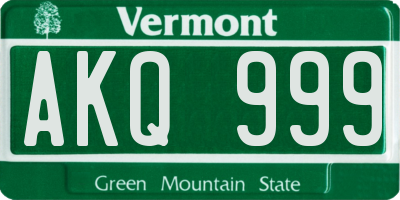 VT license plate AKQ999