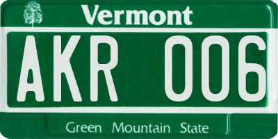 VT license plate AKR006
