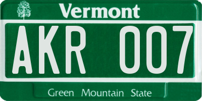 VT license plate AKR007