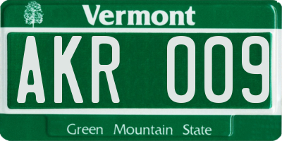 VT license plate AKR009