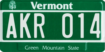 VT license plate AKR014