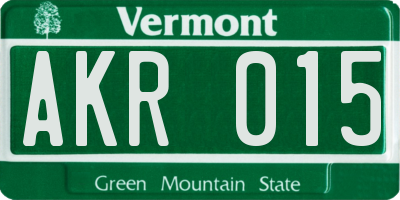 VT license plate AKR015