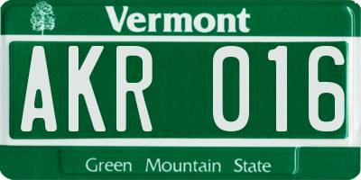 VT license plate AKR016