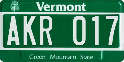VT license plate AKR017