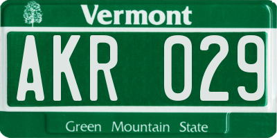 VT license plate AKR029