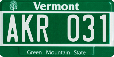 VT license plate AKR031