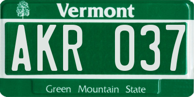 VT license plate AKR037