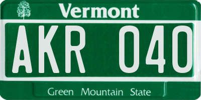 VT license plate AKR040