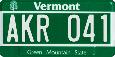 VT license plate AKR041