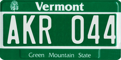 VT license plate AKR044
