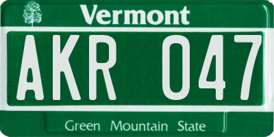 VT license plate AKR047