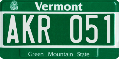VT license plate AKR051