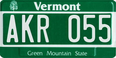 VT license plate AKR055