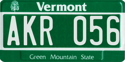 VT license plate AKR056