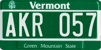 VT license plate AKR057