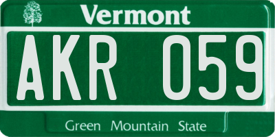 VT license plate AKR059