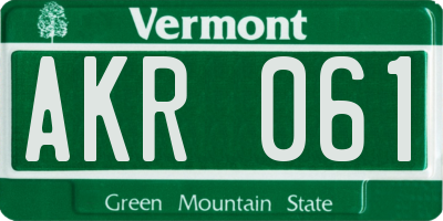 VT license plate AKR061
