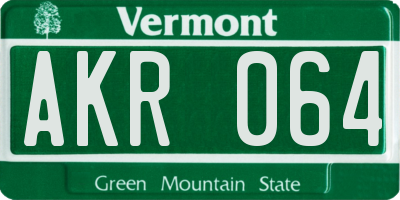 VT license plate AKR064