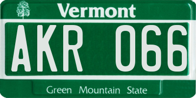 VT license plate AKR066