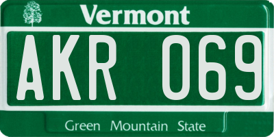 VT license plate AKR069