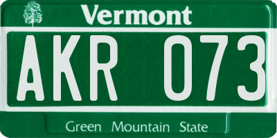VT license plate AKR073