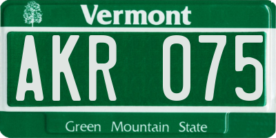 VT license plate AKR075