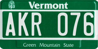 VT license plate AKR076