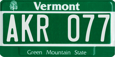 VT license plate AKR077