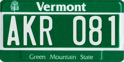 VT license plate AKR081