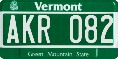 VT license plate AKR082