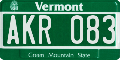 VT license plate AKR083