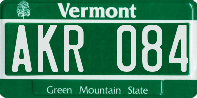 VT license plate AKR084