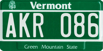 VT license plate AKR086