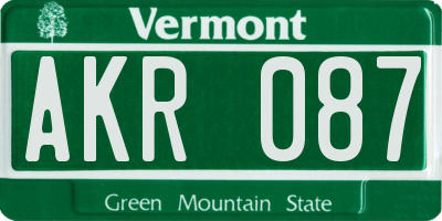 VT license plate AKR087