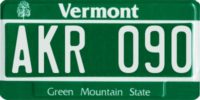 VT license plate AKR090