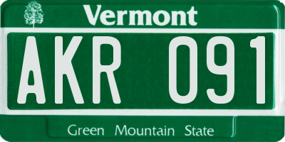 VT license plate AKR091