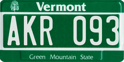 VT license plate AKR093