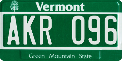 VT license plate AKR096