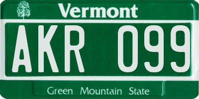 VT license plate AKR099