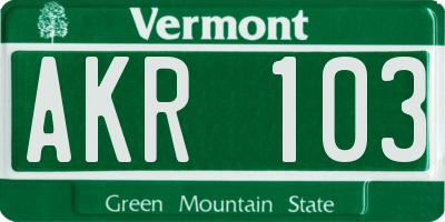 VT license plate AKR103