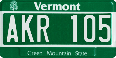 VT license plate AKR105