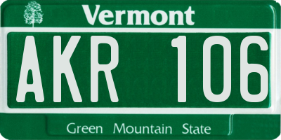 VT license plate AKR106