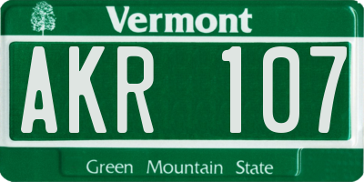 VT license plate AKR107