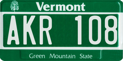 VT license plate AKR108